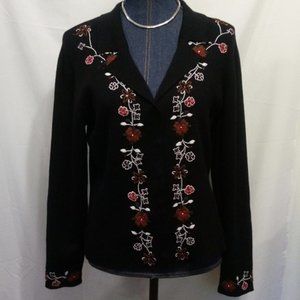 Christopher & Banks Embellished Beaded Embroidered Cardigan Cottagecore Sweater